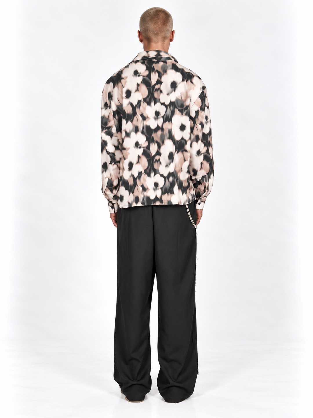 Camicia Fantasia floreale astratta  fondo bianco oversize