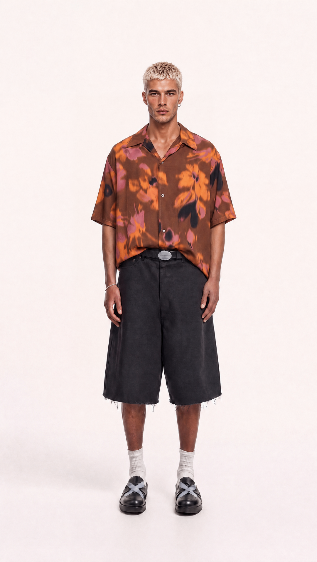Camicia Uomo in Viscosa Fantasia Floreale Astratta | Black Circus