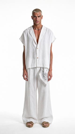 Coordinato Santorini Uomo Misto Lino Bianco | Black Circus