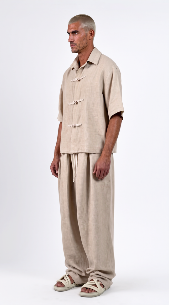 Coordinato Mykonos  Uomo Misto Lino Beige | Black Circus