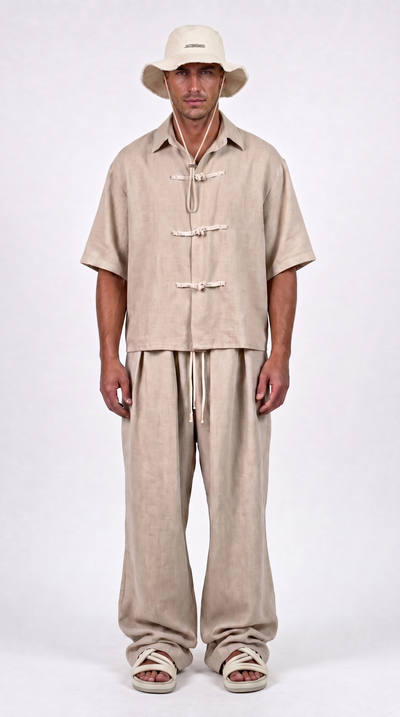 Coordinato Mykonos  Uomo Misto Lino Beige | Black Circus