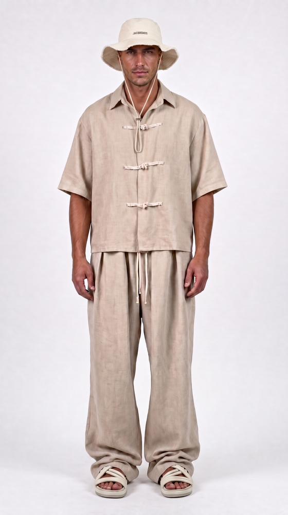 Coordinato Mykonos  Uomo Misto Lino Beige | Black Circus