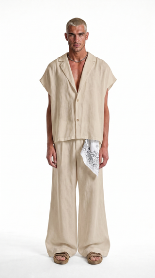 Coordinato Santorini Uomo Misto Lino Beige | Black Circus