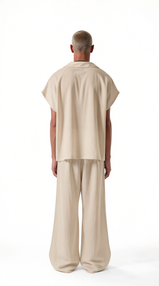 Coordinato Santorini Uomo Misto Lino Beige | Black Circus