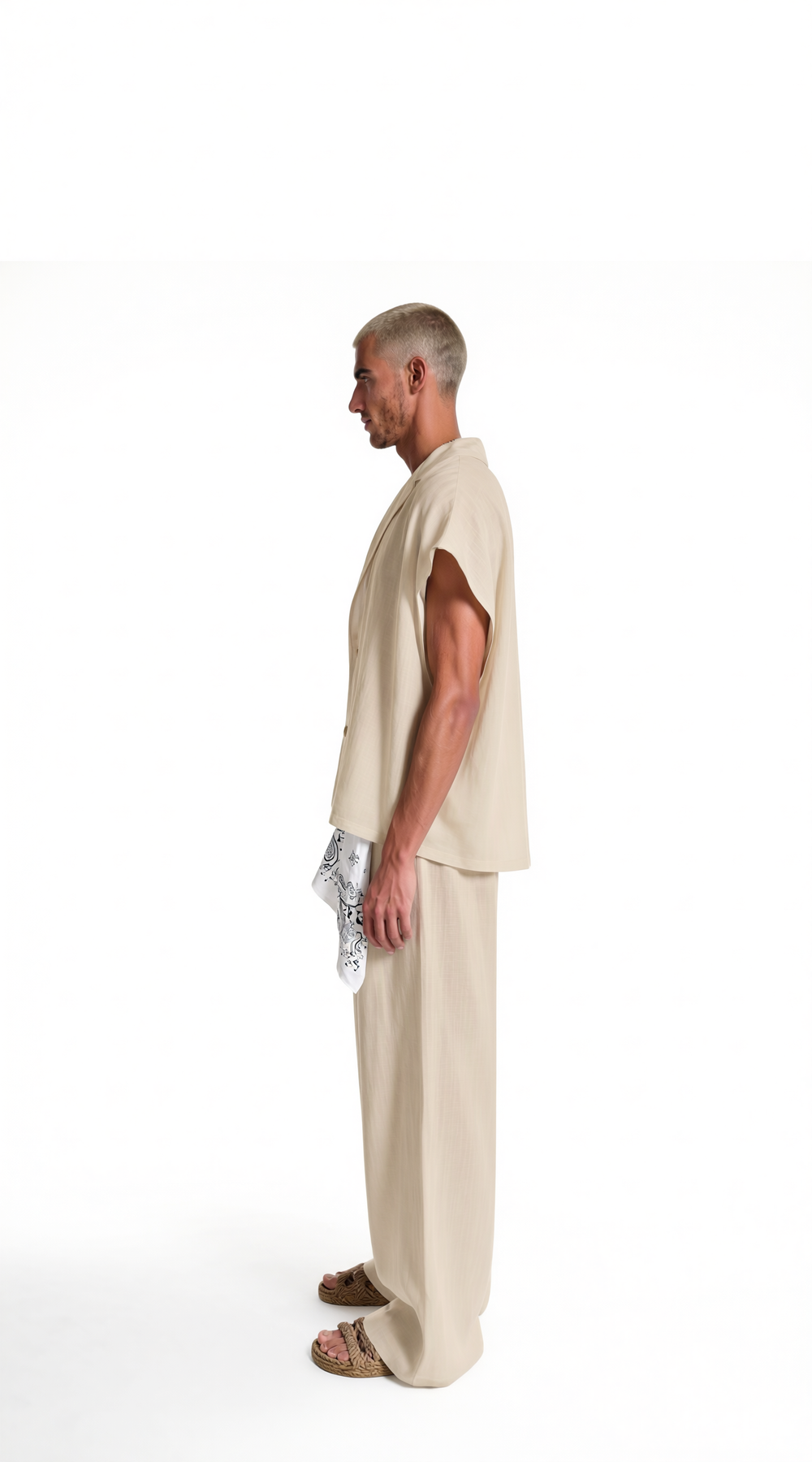 Coordinato Santorini Uomo Misto Lino Beige | Black Circus