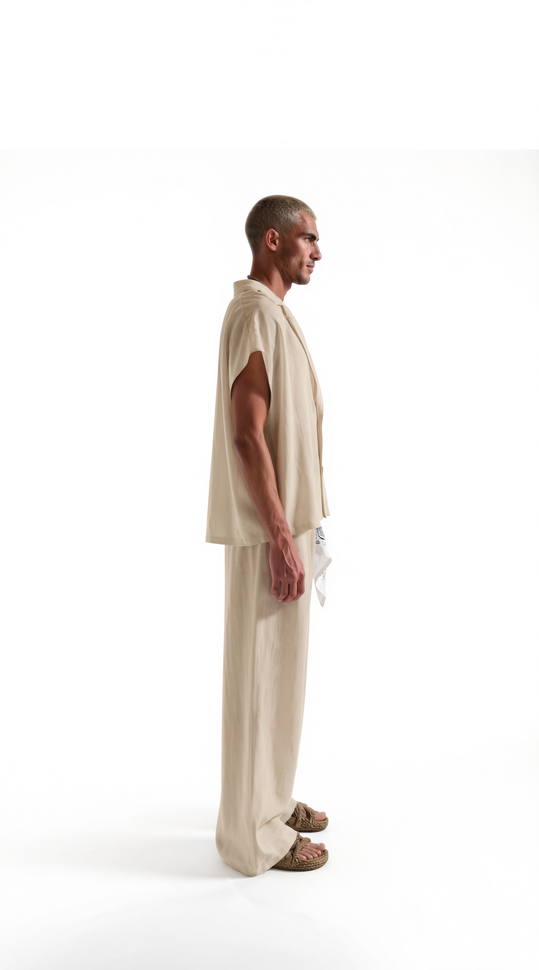 Coordinato Santorini Uomo Misto Lino Beige | Black Circus