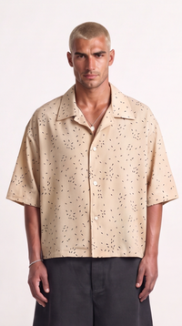 Camicia Micro Fantasia Minimale in Cotone Beige | Black Circus