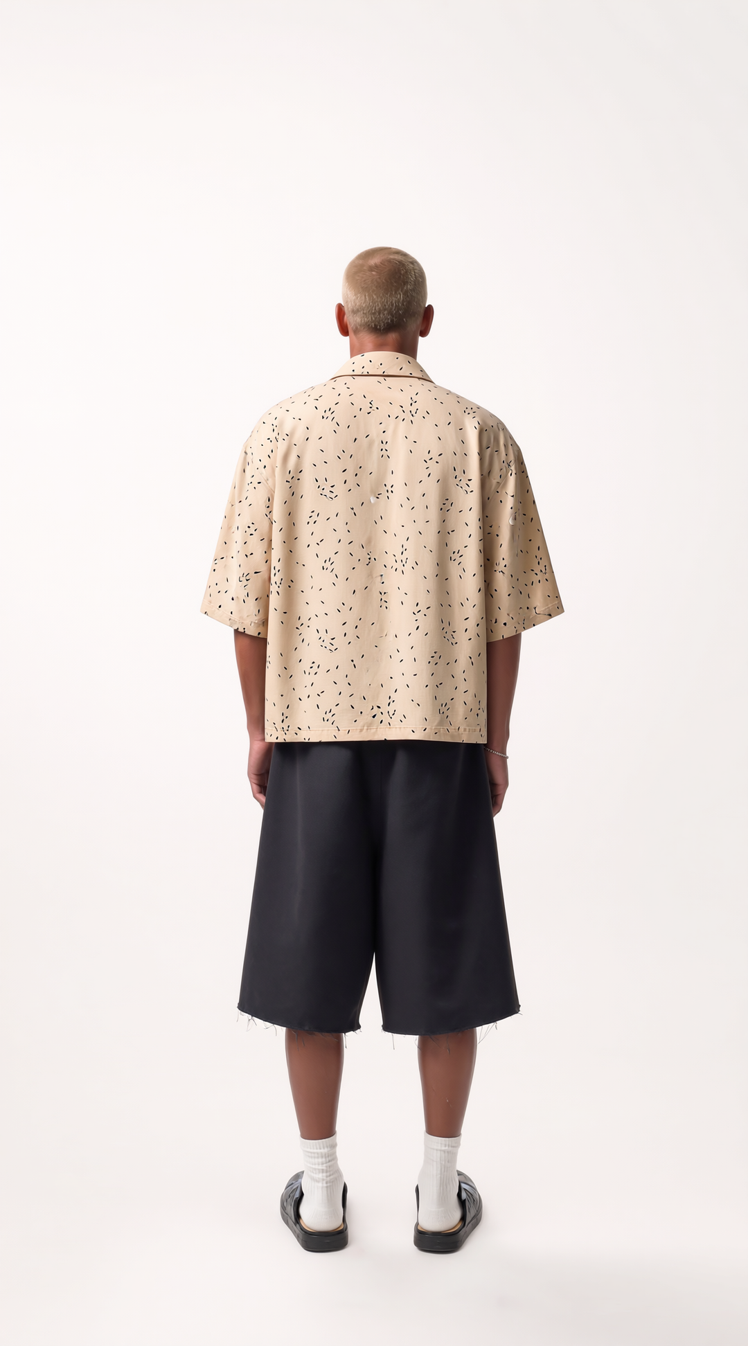 Camicia Micro Fantasia Minimale in Cotone Beige | Black Circus