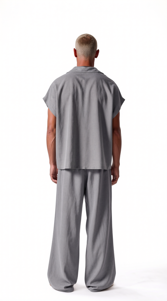 Coordinato Santorini Uomo Misto Lino Grigio | Black Circus