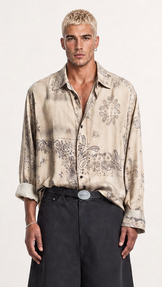 Camicia Avorio Fantasia Paisley 1060 - Fantasia bandana