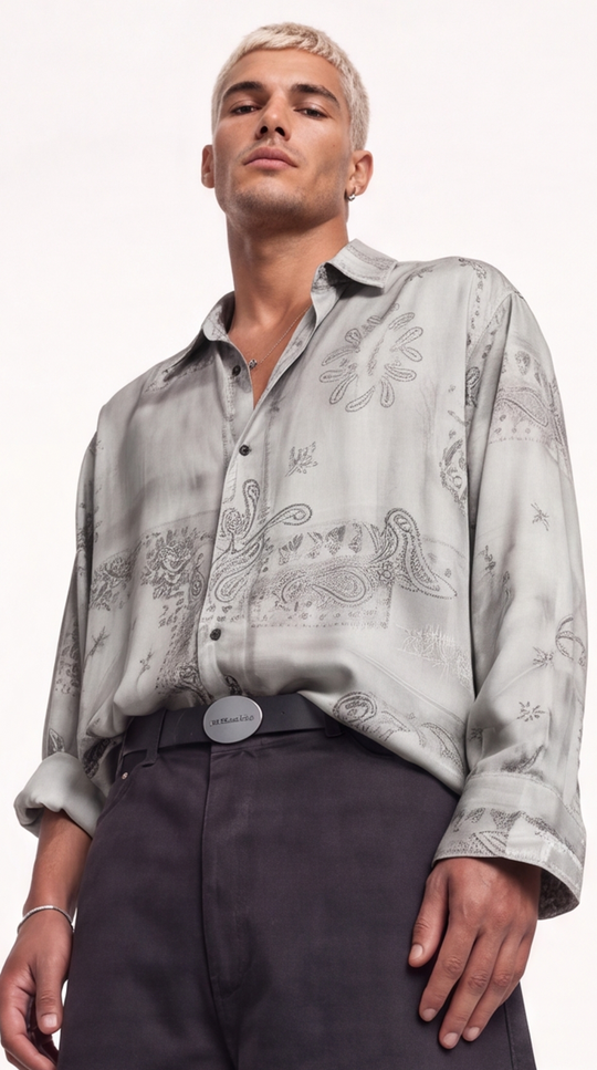 Camicia  Fantasia Paisley 1060 Menta - Fantasia bandana