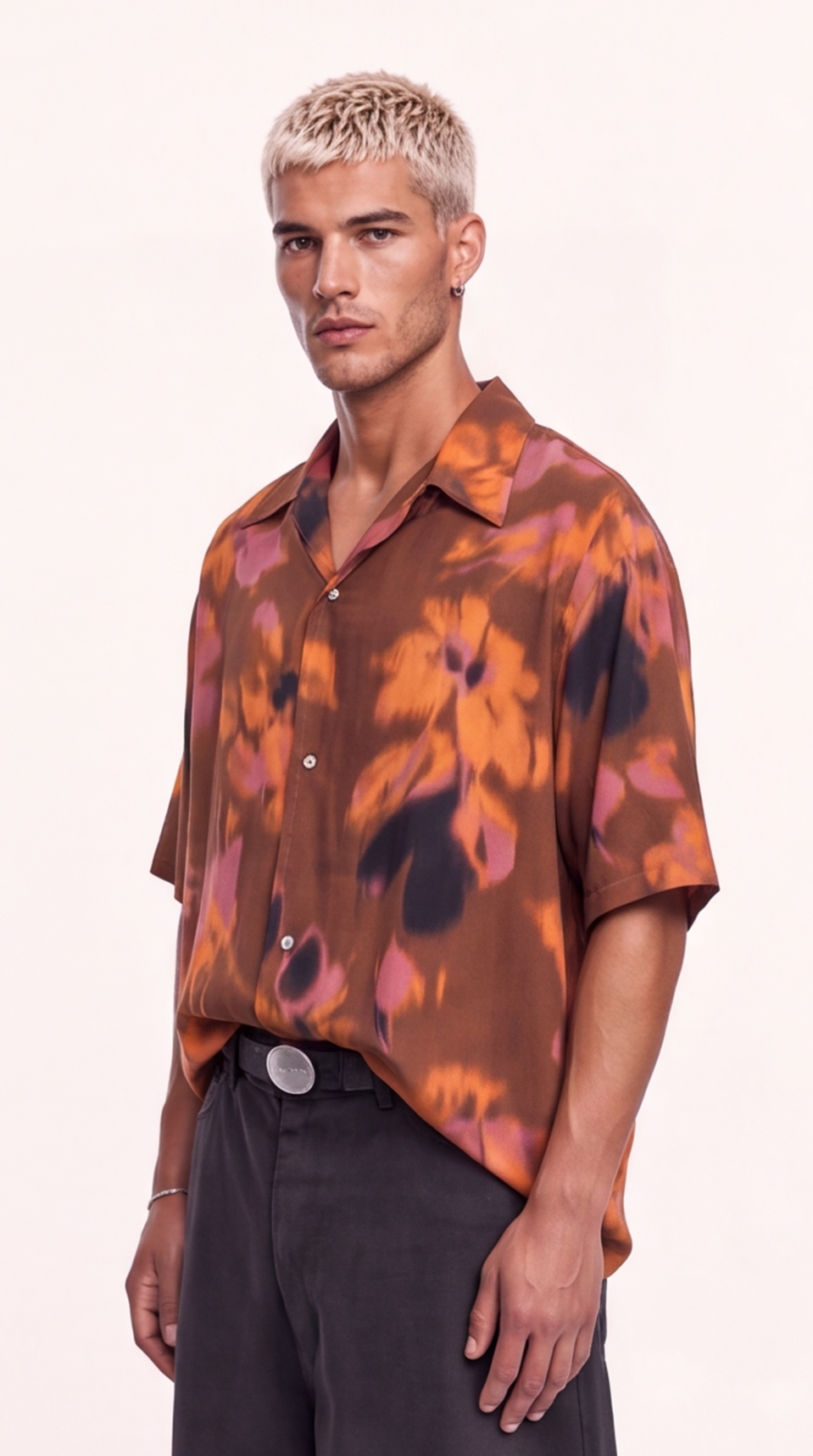 Camicia Uomo in Viscosa Fantasia Floreale Astratta | Black Circus