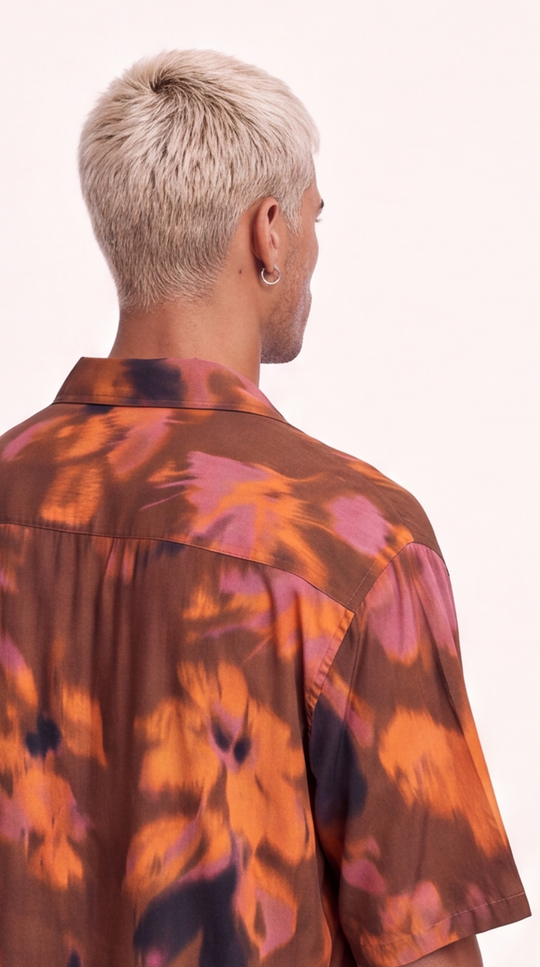 Camicia Uomo in Viscosa Fantasia Floreale Astratta | Black Circus