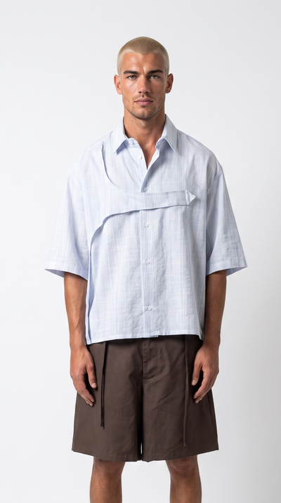 Camicia Uomo Asimmetrica Azzurra | Black Circus