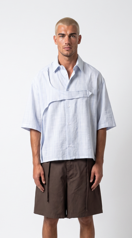 Camicia Uomo Asimmetrica Azzurra | Black Circus