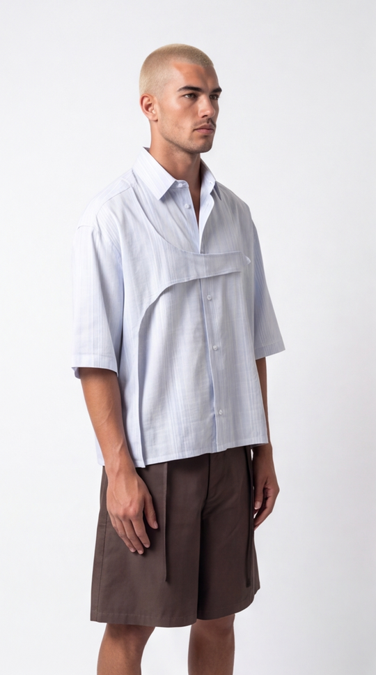 Camicia Uomo Asimmetrica Azzurra | Black Circus