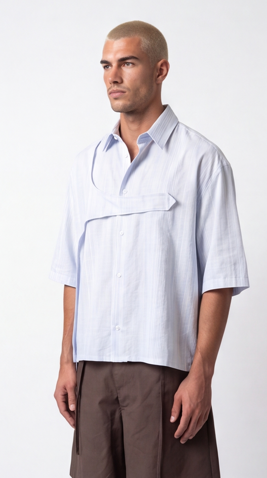 Camicia Uomo Asimmetrica Azzurra | Black Circus