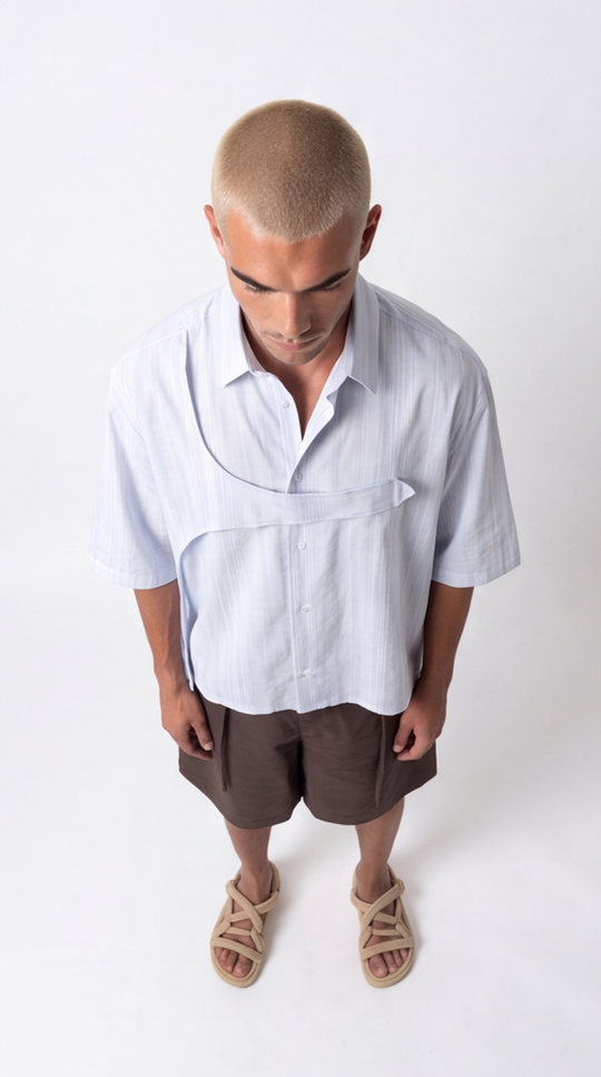 Camicia Uomo Asimmetrica Azzurra | Black Circus